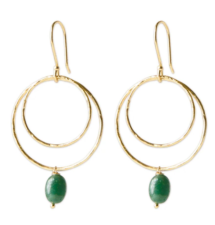 Enjoyable Aventurine Earrings Gold Plated