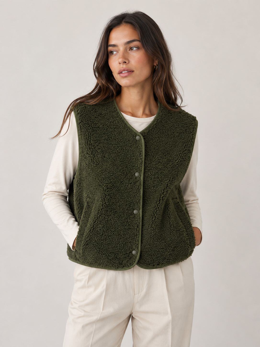 Flauschige Fleece Weste - Erdtöne