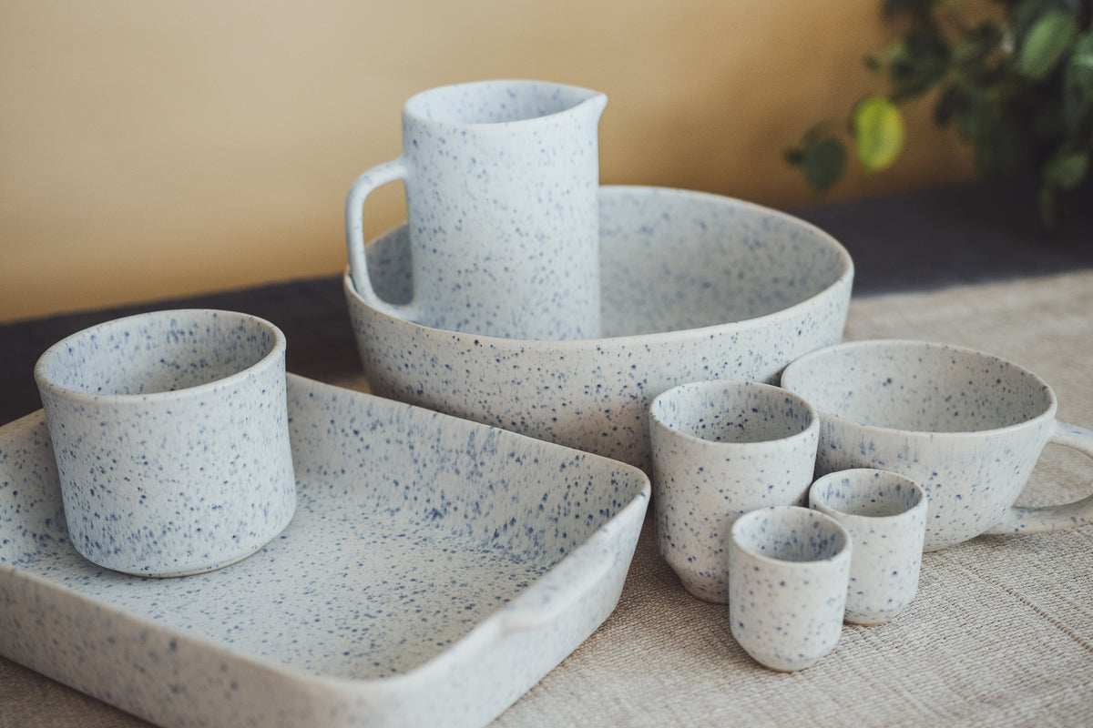 Azul Manchado - Ofenform gross blau-weiss gesprenkelt