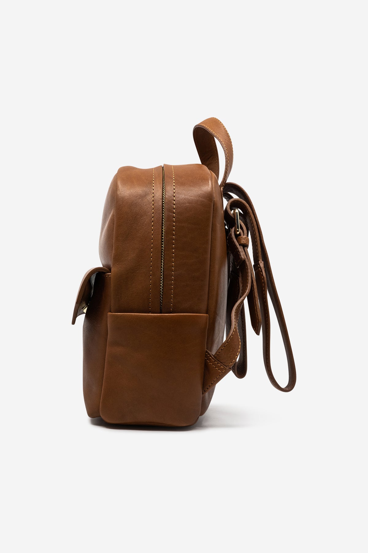 Kleiner brauner Leder-Rucksack mit grössenverstellbaren Trageriemen 