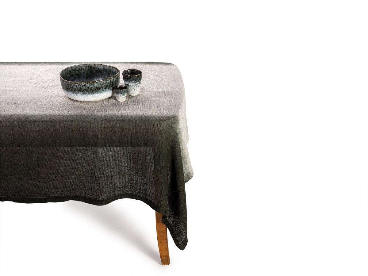 Transiçao - Tischdecke 160 x 320 Tie Dye grün-schwarz