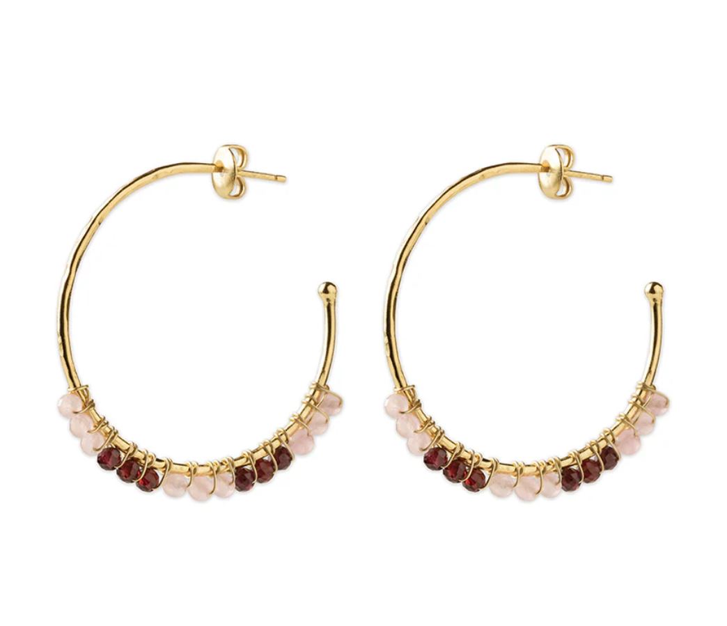 Muse Rose Quartz Garnet Earrings