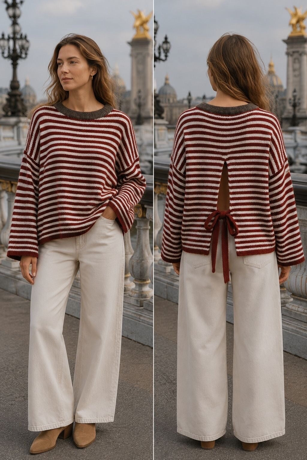 Streifenpullover mit Rückenschlaufe 