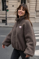 Textured Teddy Jacket - Braun