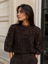 Spitzen Blouse - Brown