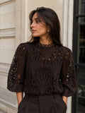 Spitzen Blouse - Brown