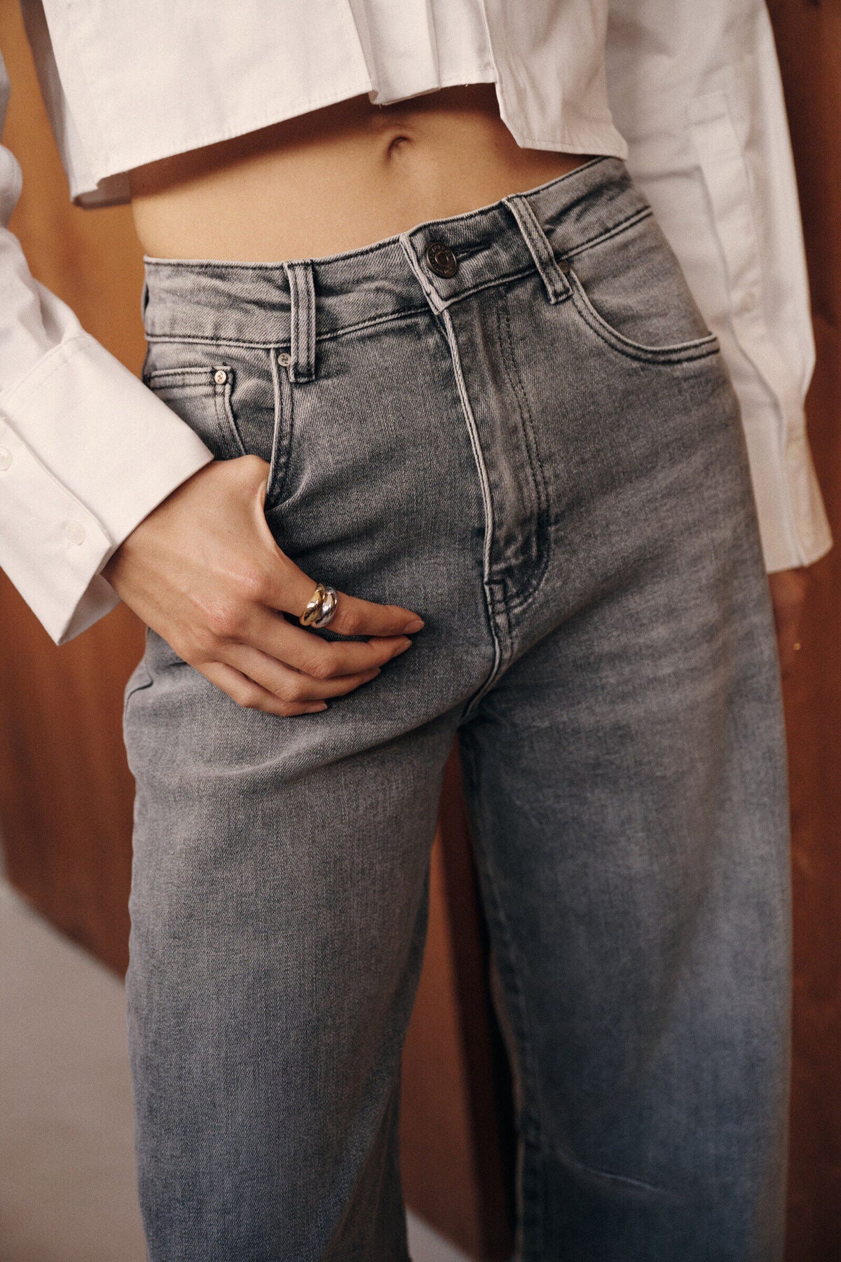 Barrel Jeans "Louisa" - Anthrazit