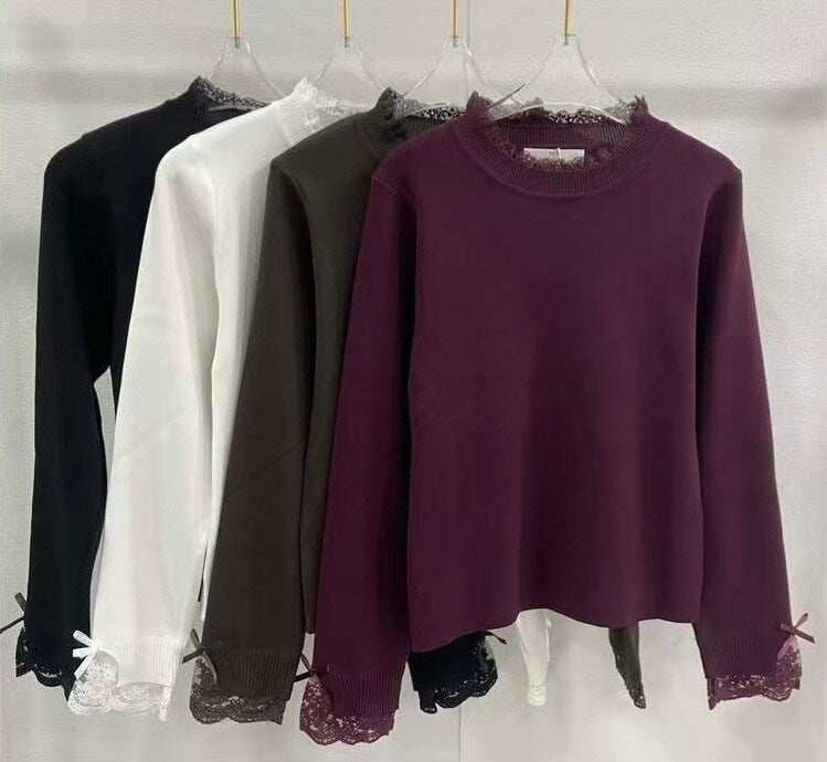 My Queen - Stricktop mit Spitzenkragen