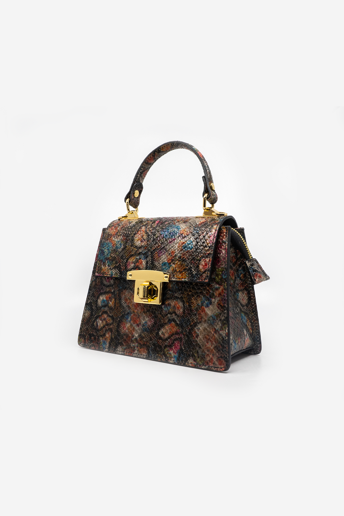 Handtasche Croco Petrol